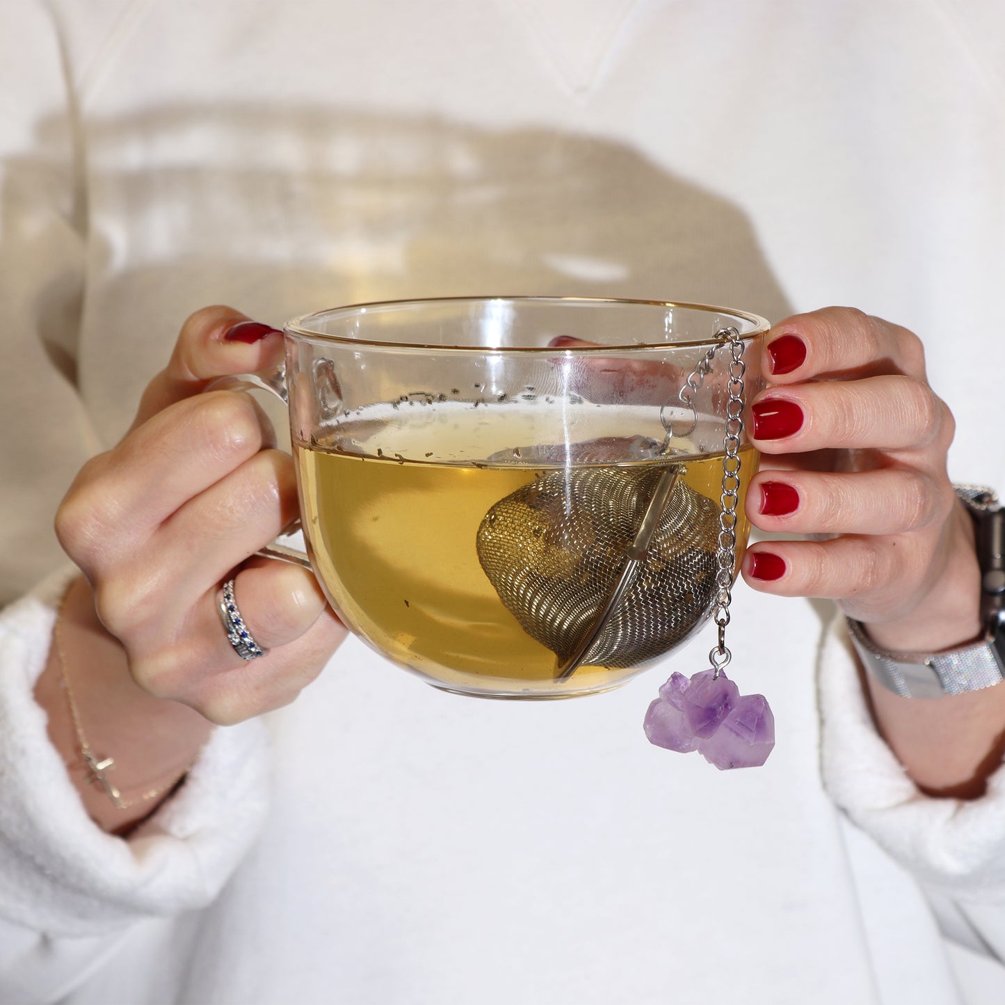 Crystal Tea Strainer - Amethyst Cluster