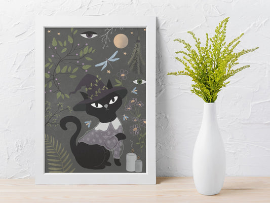 Sprint Black Cat Art Print