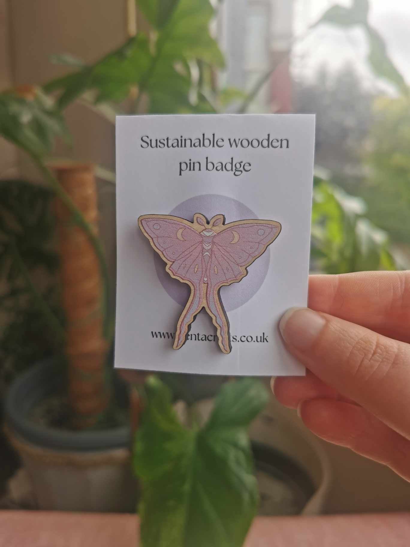 Pastel Lunar Moth Pin Badge