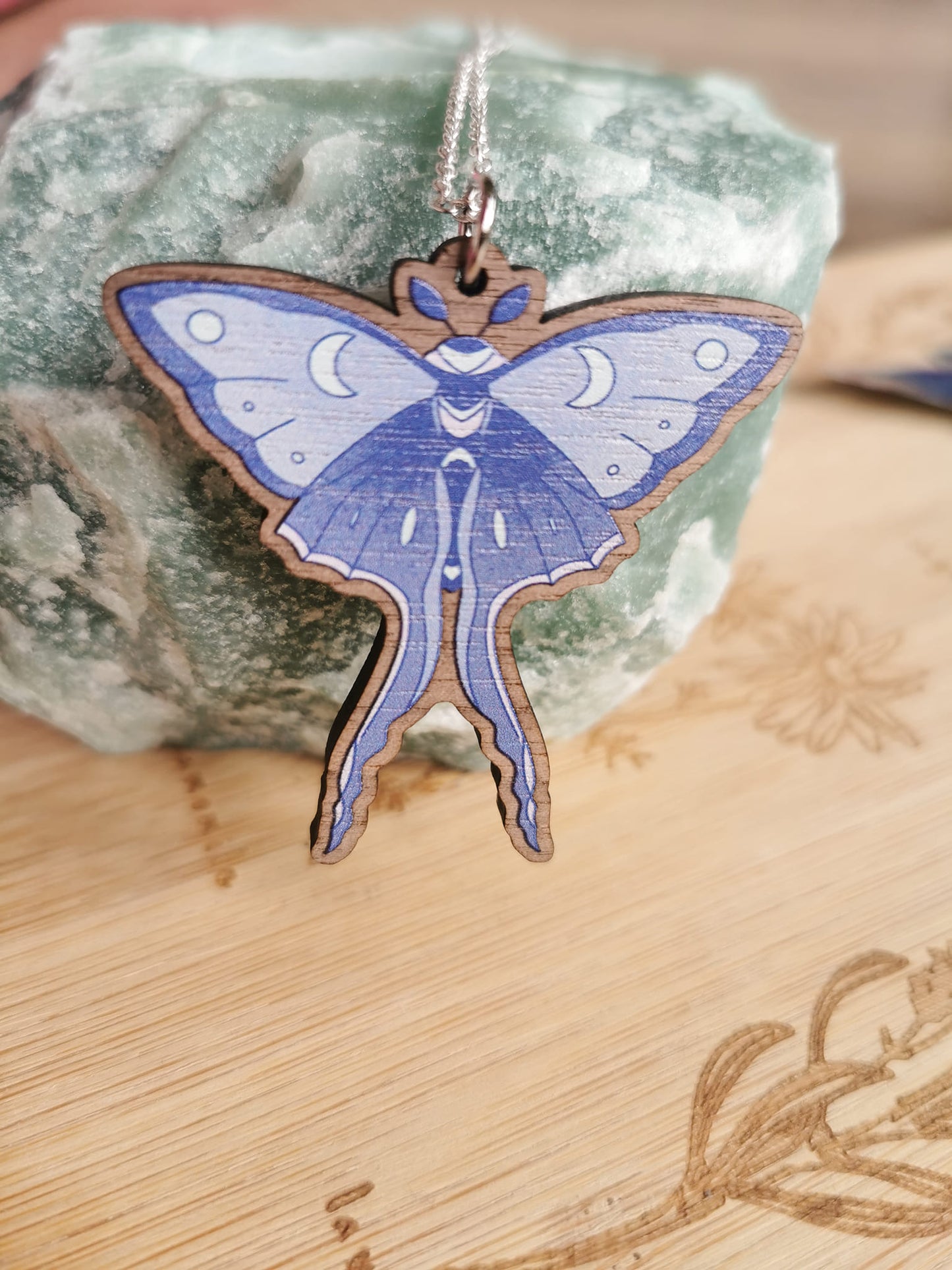 Lunar Moth Silver Plated Necklace