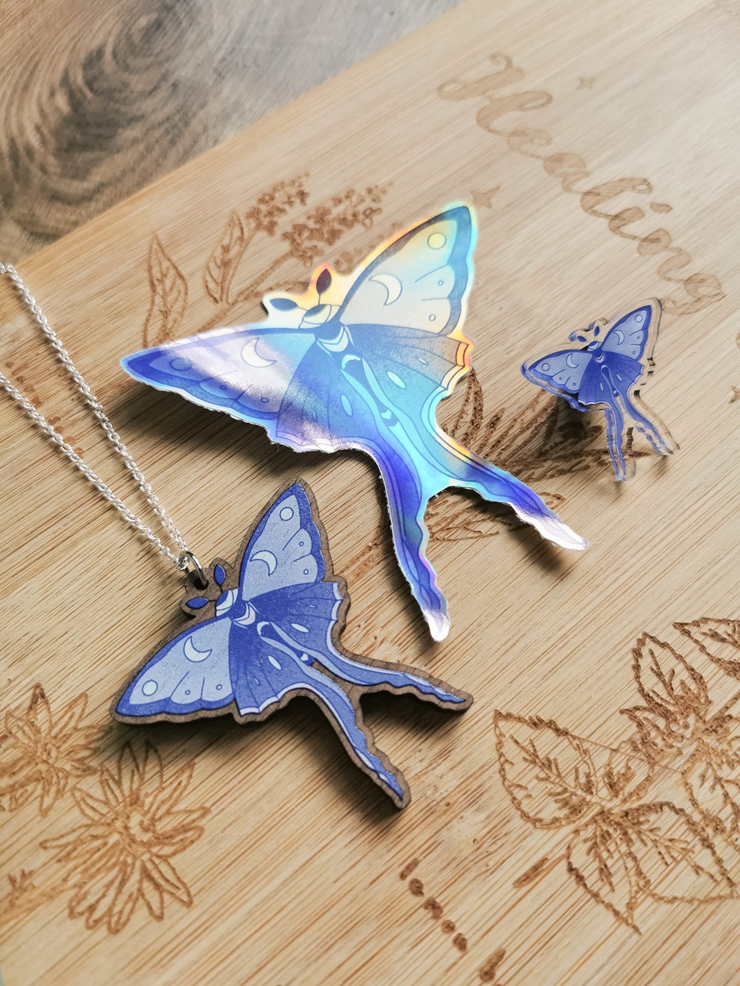 Lunar Moth Silver Plated Necklace