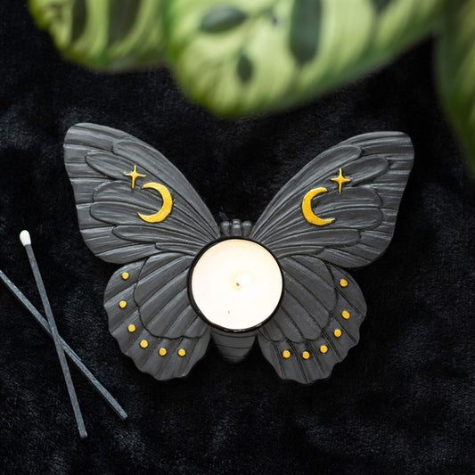 Black Moth Tea Light Candle Holder