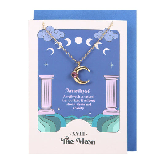 Celestial Moon Amethyst Necklace Greeting Card