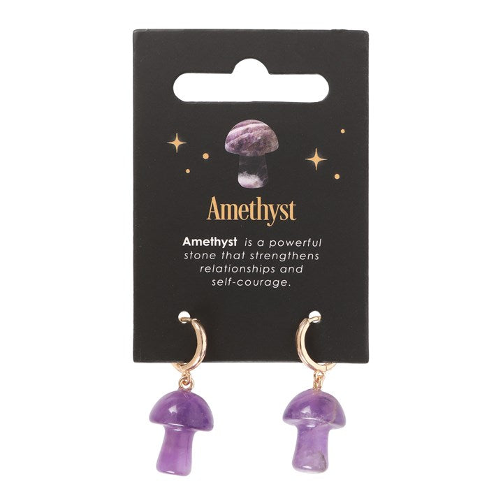 Crystal Amethyst Mushroom Earrings