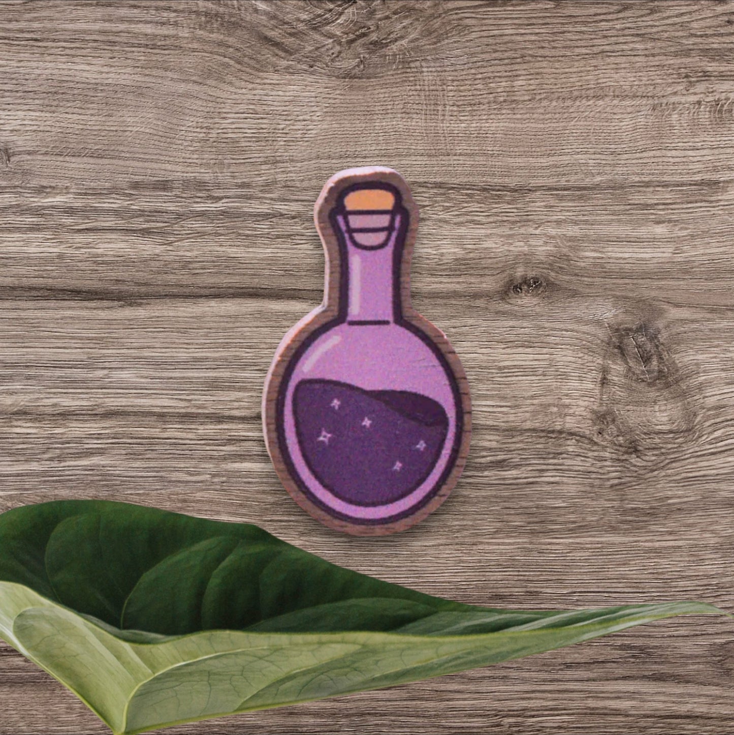 Witchy Vibes Wooden Potion Pin Badge